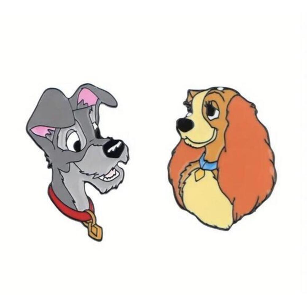 Enamel Pin Set Disney Lady And The Tramp Dog Fantasy Pins Kawaii